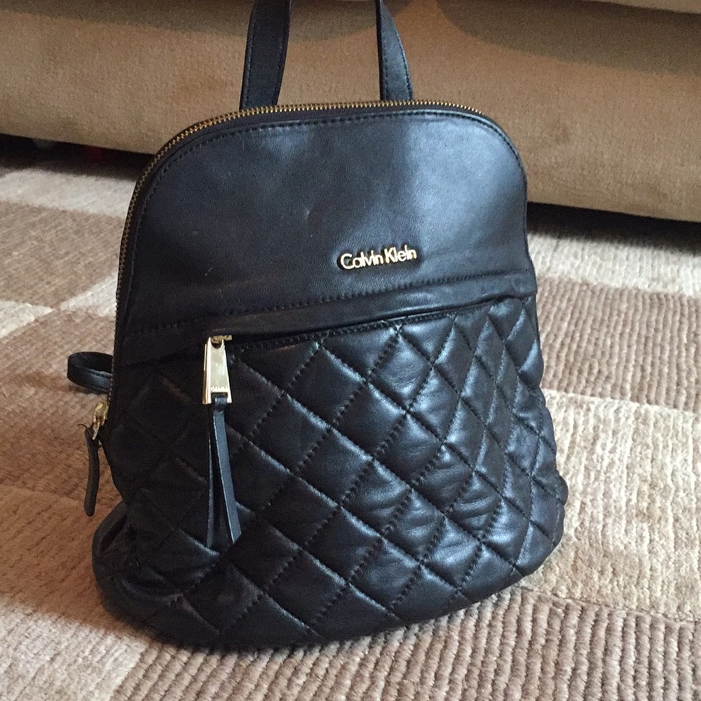 Calvin Klein Black Leather Mini Backpack